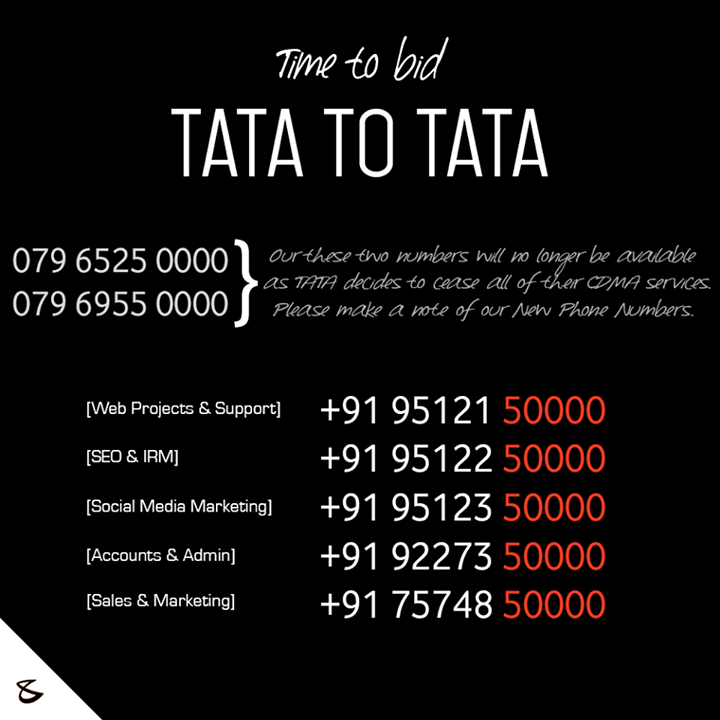 Time to bid TATA to #TATA! 

Kindly note the change in our numbers! 

#CompuBrain #Business #Technology #Innovations