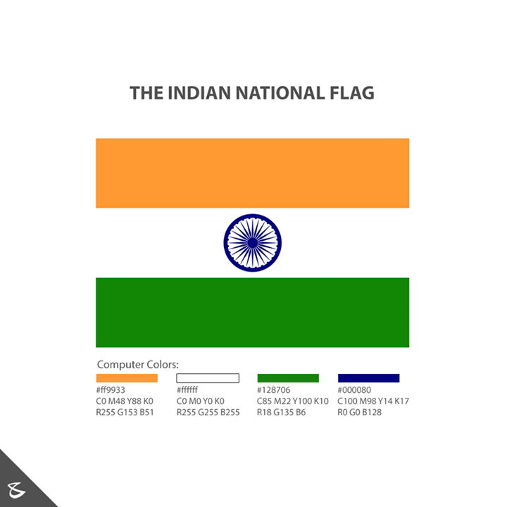 Attention Graphic Designers and Social Media Managers!
Republic Day is around and we are sure your clients' Republic Day Creative is already on your list. Here's a ready reckoner for the exact colours and size proportions that you should follow for the Indian National Flag. 
Lets make it uniform across the Internet and preserve the pride of our National Flag.

#IndianNationalFlag #India #RepublicDay #26thJanuary #IndianRepublicDay #RepublicDay2017 #IndianFlagManual

The standard sizes of the National Flag shall be as follows:
Dimensions in mm
6300x4200 | 3600x2400 | 2700x1800
1800x1200 | 1350x900 | 900x600
450x300 | 225x150 | 150x100
You may hence choose your proportions appropriately.

A sincere initiative by #CompuBrain 
More Details on www.compubrain.com/IndianFlagManual