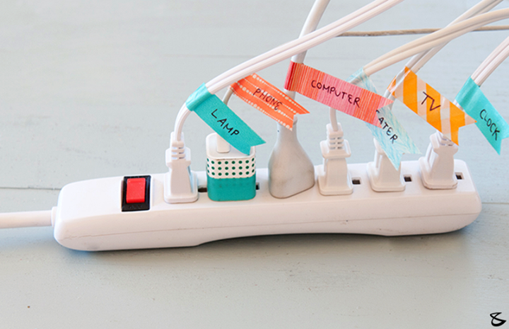 Always at loss in identify which cord is for which appliance? 
Use a masking tape (with the appliance written) to make sure the cords don't get mixed up! 

#Tip