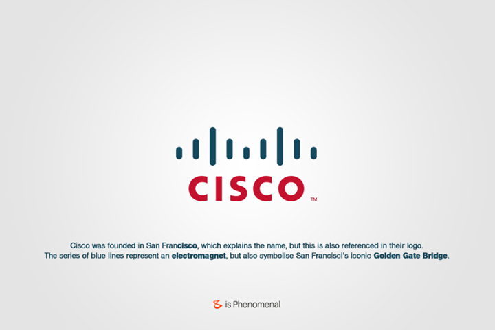 #Cisco was founded in San Francisco, which explains the name, but this is also referenced in their logo. The series of blue lines represent an electromagnet, but also symbolize San Francisco’s iconic Golden Gate Bridge.

#Business #Technology #Innovations #BehindTheLogo