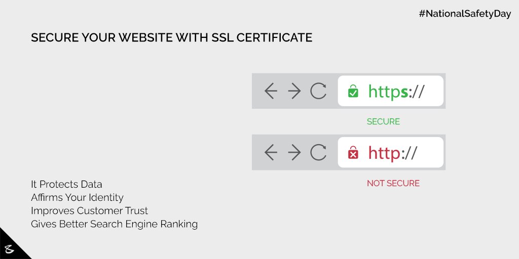 Consider SSL Certificate as the seatbelt for your Website.

#NationalSafetyDay #SSL #SSLCertificate #CompuBrain #Business #Technology #Innovation https://t.co/zWmOizzWv5